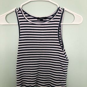 Textured navy blue striped crop top.